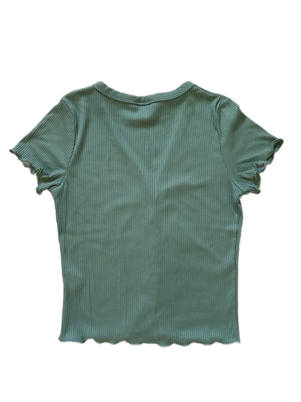 Olivia Rae Ribbed Sage Green Button-Front Tee - Picture 2 of 3